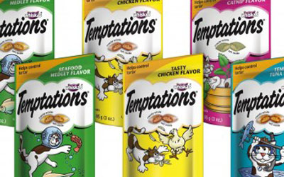 Echantillons des gâteries Temptations pour chat