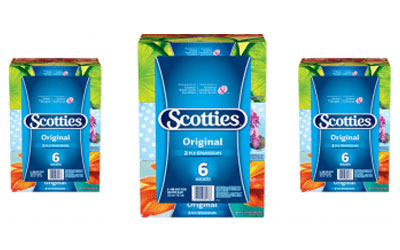 6 boites de mouchoirs Scotties à 1.99$