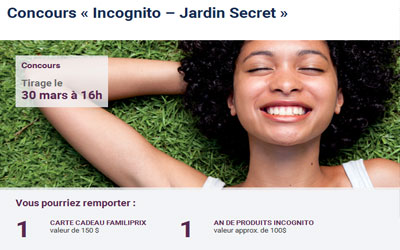 Carte-cadeau Familiprix de 150 $ et produits Incognito