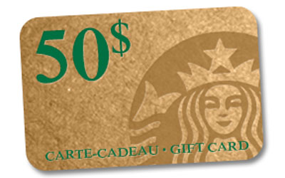 Carte cadeau Starbucks de 50$