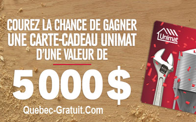 Cartes-cadeaux Unimat de 500$