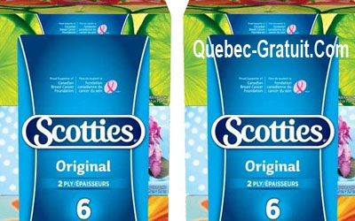 Emballage de 6 boîtes de mouchoirs Scotties à 2.97