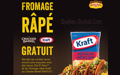 Fromage Kraft et Cracker Barrel Gratuit