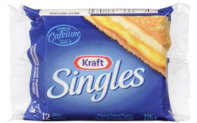 Fromage en tranches Singles de Kraft à 1.50$