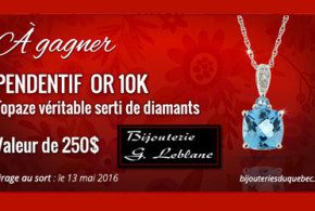 Pendentif Or 10K Topaze véritable serti de diamants