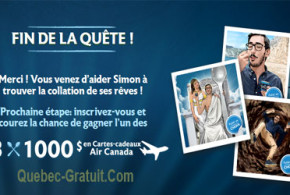 cartes cadeaux Air Canada de 1000$