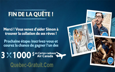 cartes cadeaux Air Canada de 1000$
