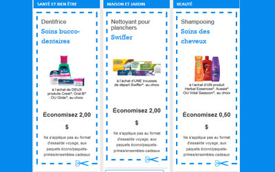 Plus de 50$ en coupons P&G à imprimer