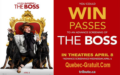 Billets doubles pour voir le film The Boss