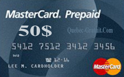 Carte cadeau Mastercard de 50$