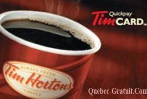 Carte cadeau Tim Hortons de 50$