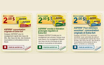 Remises postales de 6$ Aspirine