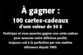 100 cartes-cadeaux de Benny & Frères inc de 50$