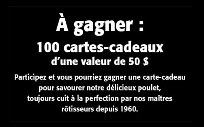 100 cartes-cadeaux de Benny & Frères inc de 50$