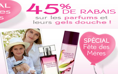 45% de rabais sur les parfums et gels douche Yves Rocher