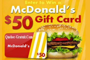 Carte cadeau McDonalds de 50$