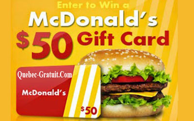 Carte cadeau McDonalds de 50$