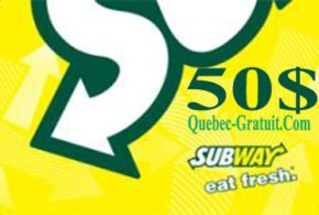 Carte cadeau Subway de 50$