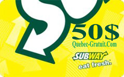 Carte cadeau Subway de 50$