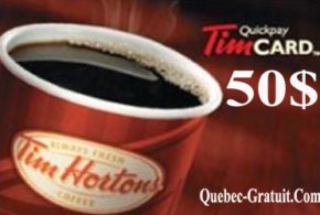 Carte cadeau Tim Hortons de 50$