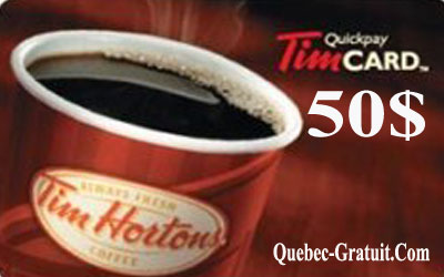 Carte cadeau Tim Hortons de 50$