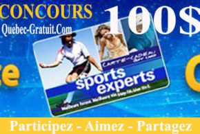 Carte cadeau de 100$ chez Sports Experts