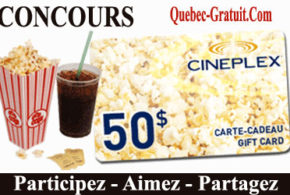 Carte-cadeau de 50 $ Cinémas Cineplex
