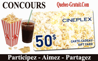 Carte-cadeau de 50 $ Cinémas Cineplex