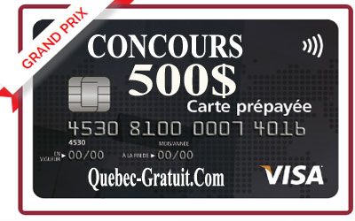 Carte prépayée Visa de 500$