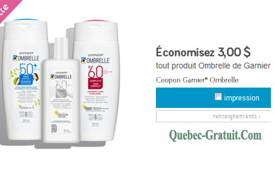 Coupon de 3$ Garnier Ombrelle