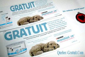 Nourriture et cadeau gratuit pour votre chiot