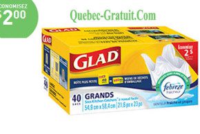 Paquet de sacs Glad avec Febreze à 0.67$
