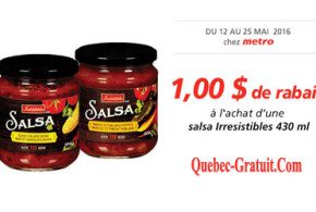 Rabais de 1$ sur une salsa Irresistibles