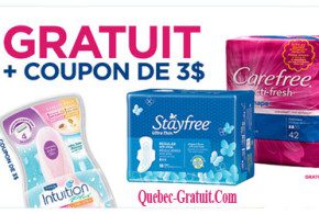 Serviettes Stayfree et protège-dessous Carefree Gratuit
