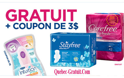 Serviettes Stayfree et protège-dessous Carefree Gratuit