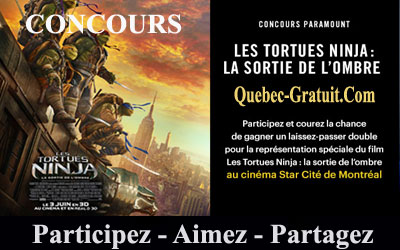 Billets pour l'avant-première du film Teenage Mutant Ninja la sortie de l’ombre