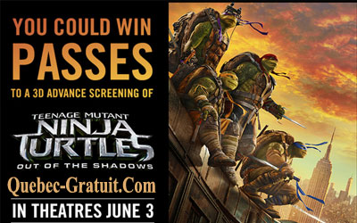 Billets pour l'avant-première du film Teenage Mutant Ninja