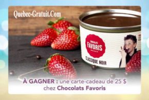 Carte cadeau de 25 $ chez Chocolats Favoris