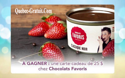 Carte cadeau de 25 $ chez Chocolats Favoris