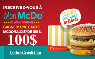 Cartes cadeaux McDonald's de 100 $