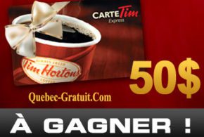 Cartes-cadeaux Tim Horton's de 50 $