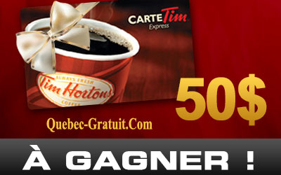 Cartes-cadeaux Tim Horton's de 50 $