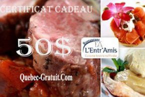 Certificat cadeau de 50 au Restaurant LEntrAmis