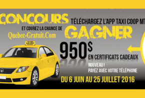 Certificats-cadeaux Taxi Coop de 500$, 300$ ou 150$