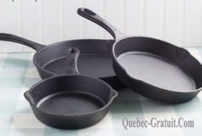 Ensemble de trois poêles en fonte