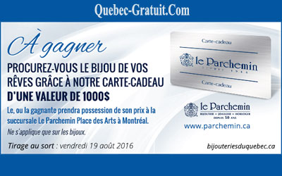 Carte-Cadeau de 1000 $ de la Bijouterie Le Parchemin