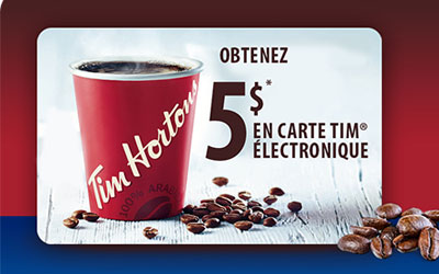 Carte Tim Hortons de 5$ Gratuite