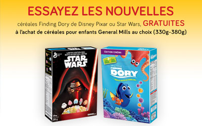 Céréales Dory ou Star Wars gratuites