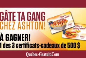 Certificats-cadeaux Ashton de 500 $