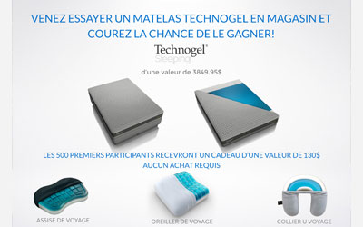 Ensemble de matelas queen du modèle Technogel Piacere